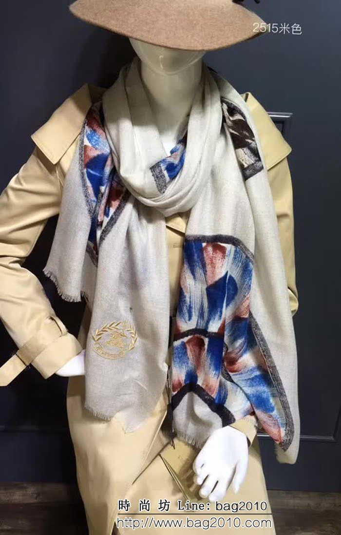 BURBERRY巴寶莉 秋冬新款刺繡戰馬女士高端羊絨羊毛長圍巾 2515 LLWJ6397
